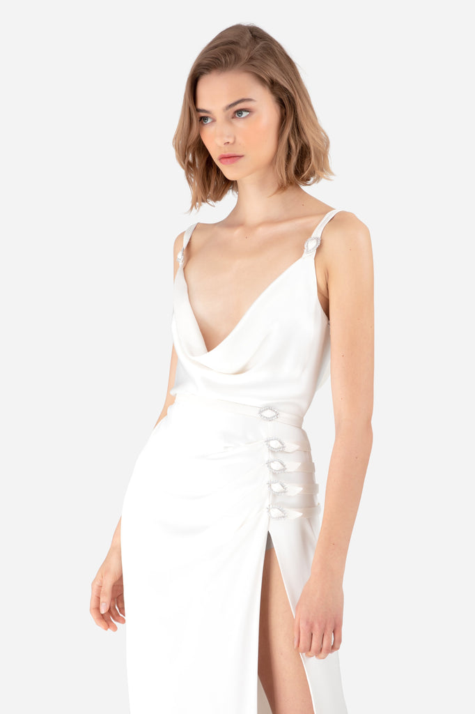 Maxi white satin on sale dress